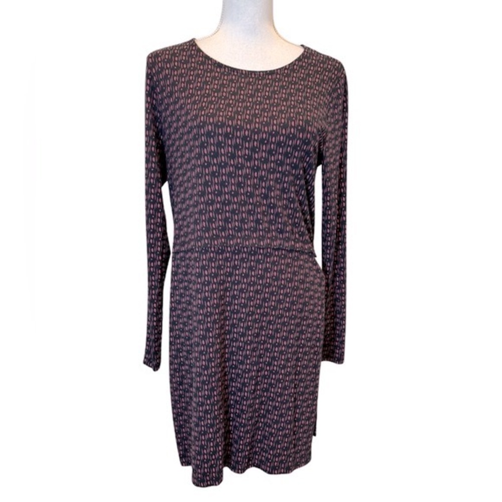Matti Mamane Black Burgundy Abstract Tunic Dress Side Slit Size Small. NWOT